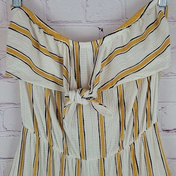 Love Tree Cream & Yellow Striped Jumper With Elasticized Waist & Bust. Size Med. - Picture 4 of 6